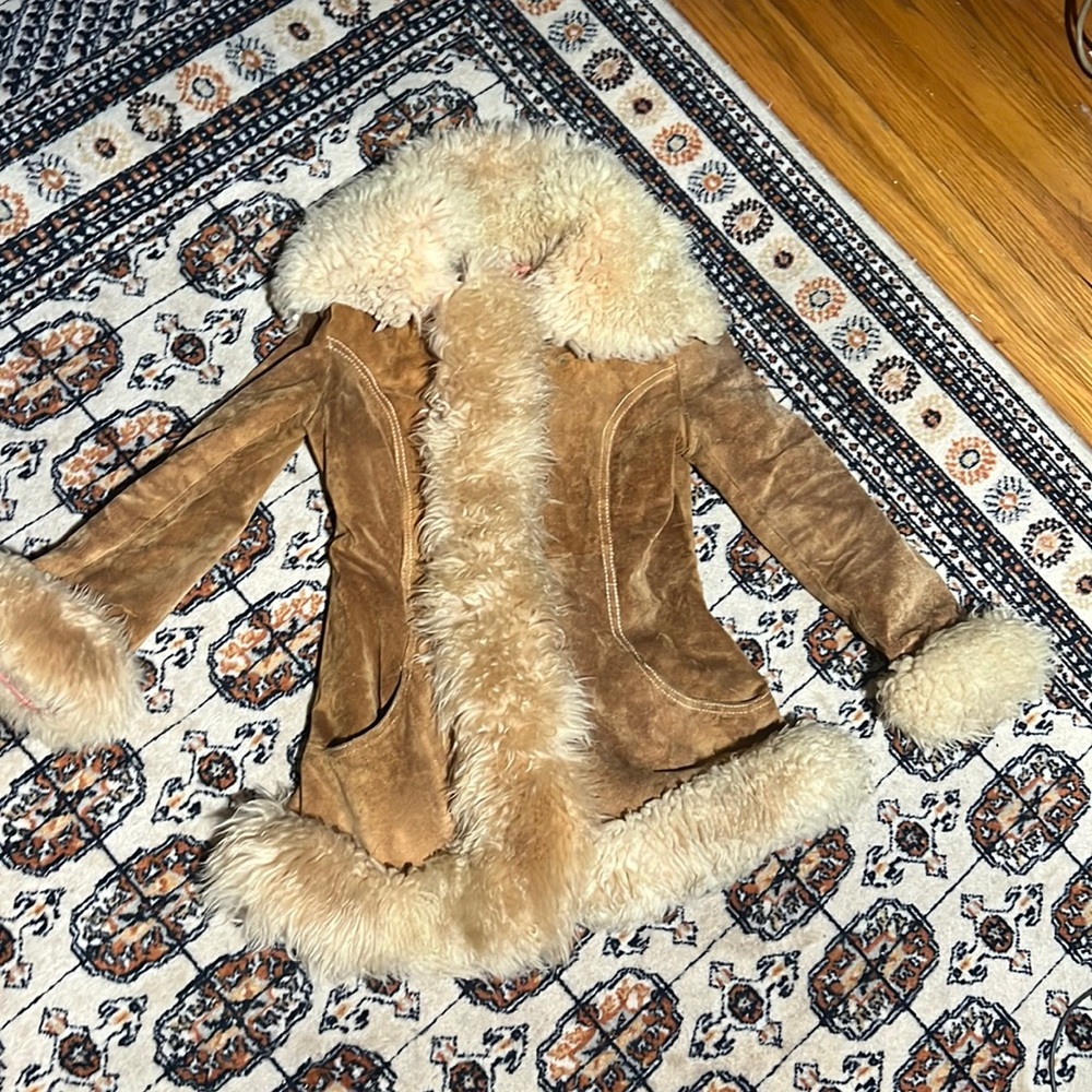70s penny lane coat sheepskin and leather small